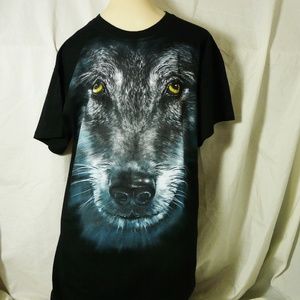 Men XL New Black Wolf Face T Shirt